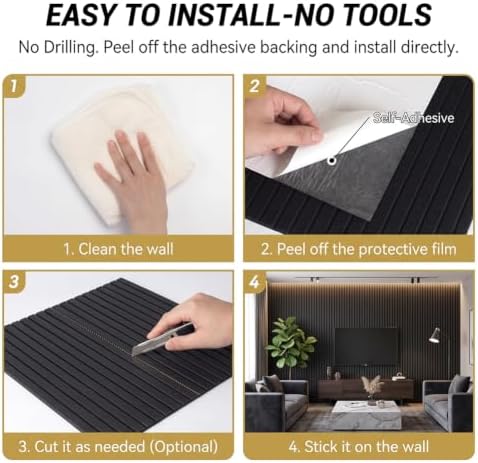 Acoustic Wall Panels 24x24 Inch 12pack Decorative Peel and Stick Wall Tiles - Image 5
