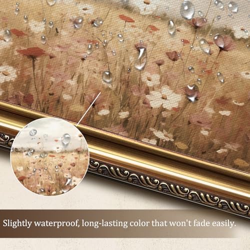 uniro Vintage Gold Framed Wall Art, Vintage Spring Floral Canvas Art Prints - Image 2