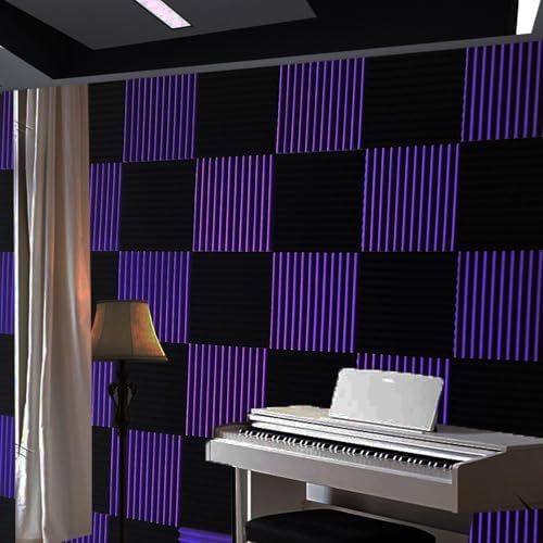 52 Pack Purple Black 1" x 12" x 12" Acoustic Wedge Studio Foam Sound Absorption - Image 2