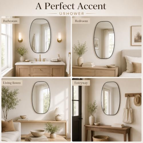 USHOWER Black Oval Bathroom Mirrors 30x48 Inch - Image 7