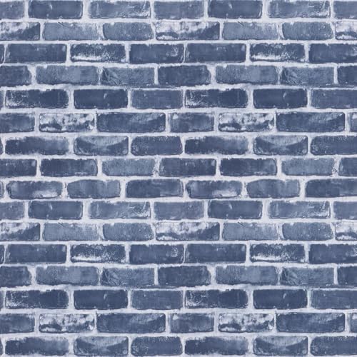 Timeet Blue Brick Wallpaper Peel and Stick Wallpaper 17.7" x 118.11" by Timeet