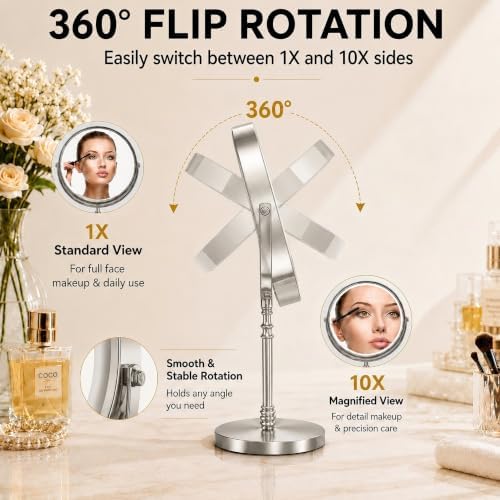 DEIOVWXS Makeup Mirror, Rechargeable Vanity Mirror - Image 4
