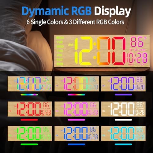 LEIKE 16.2" Digital Wall Clock – RGB, Dual Alarm, Auto-Brightness - Image 4