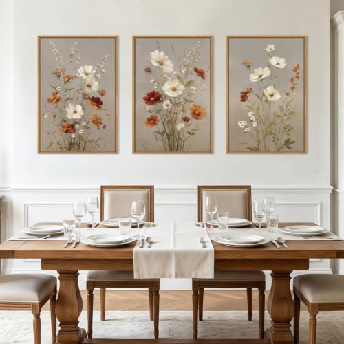 BINCUE Large Floral Canvas Wall Art Set of 3 Flower Pictures Wall Decor - Image 6