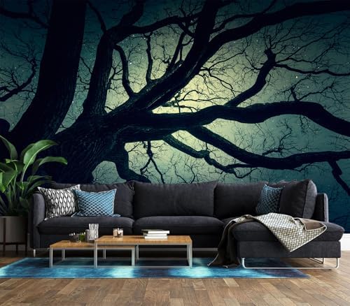 XMPMBM-Magic Forest backsplash Decorative Wallpaper Starry Sky Large Tree - Image 3