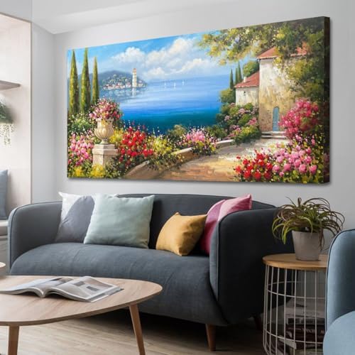 Arjun Landscape Wall Art Canvas Coastal Seascape Extra Large Framed 58"x29" by Arjun