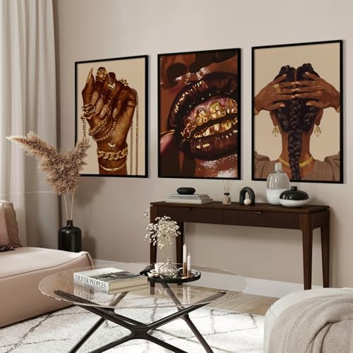 Pouydmi Black Girl Wall Art African Woman Canvas Wall Decor Black Women People - Image 5