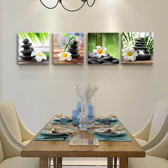 Yxbhhym-Zen Pictures Meditation Canvas Wall Art Spa Stone Green Room Decor - Image 3