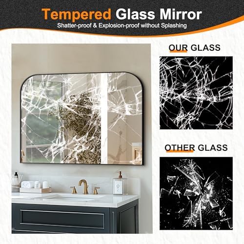 Delma 30"x40" Black Metal Framed Bathroom Mirror - Image 4