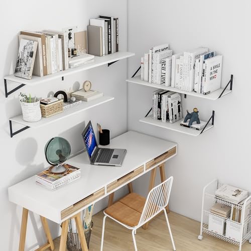 Heimlove 36W x 12D Deep Floating Shelves Set of 2 White - Image 2