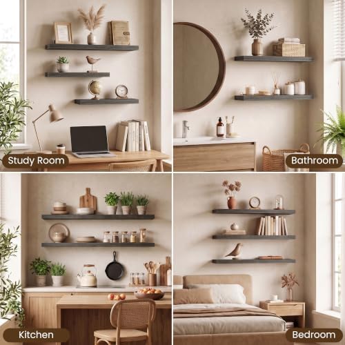Acovy 30x8in Floating Shelves 2 Pack, Wall Mount Display Shelf - Image 6