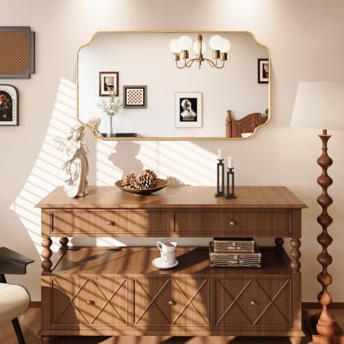 Kelly Miller 28"x50" Gold Foil Scalloped Decorative Wall Mirror - Image 2