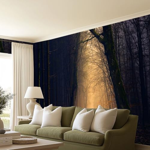 Dark Mist Forest Landscape Mural Forest Trees Peel Off Adhesive Wallpaper - Image 3