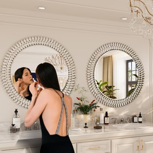 Kelly Miller 36" Jeweled Luxury Round Decorative Wall Mirror - Image 5