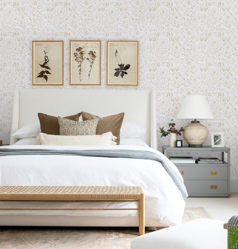 Dimoon Watercolor Floral Peel and Stick Wallpaper Beige Brown Contact Paper - Image 3