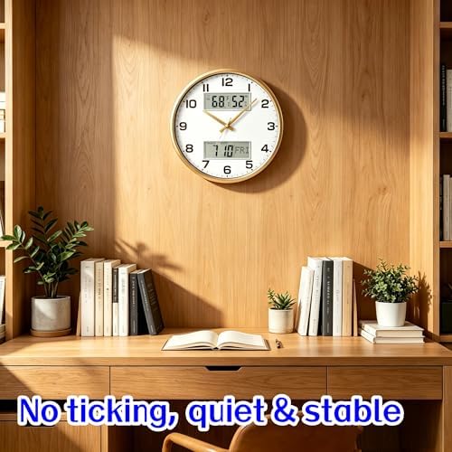 13" Gold Battery Powered Silent Wall Clock - Image 5