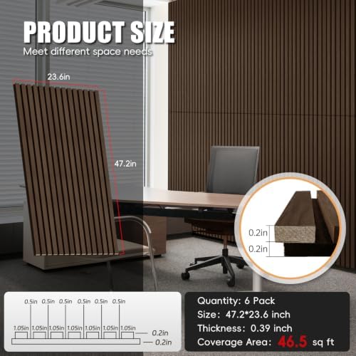 RITOLLO 8 Pack Wood Slat Wall Panels, 62 Sq Ft Coverage, Dark Walnut - Image 2