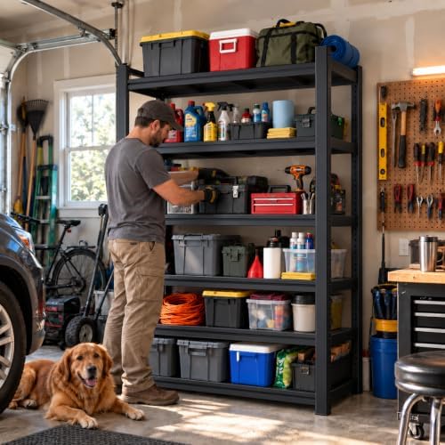 Heavy Duty Garage Shelving 5 Tier Adjustable Metal Storage Rack - Image 3
