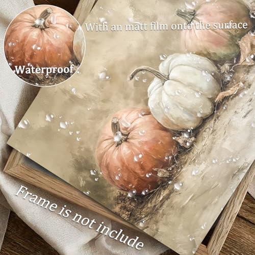 uniro Rustic Autumn Pumpkin Painting Wall Art, Pumpkin Still Life Painting - Image 4