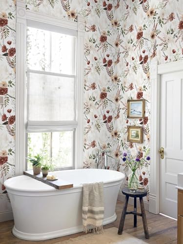 Dimoon Floral Peel and Stick Wallpaper Vintage Beige Contact Paper Bathroom - Image 7