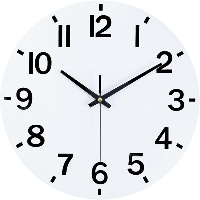HZDHCLH Wall Clock 10 Inch Silent Non Ticking Wood Battery Operated White by HZDHCLH