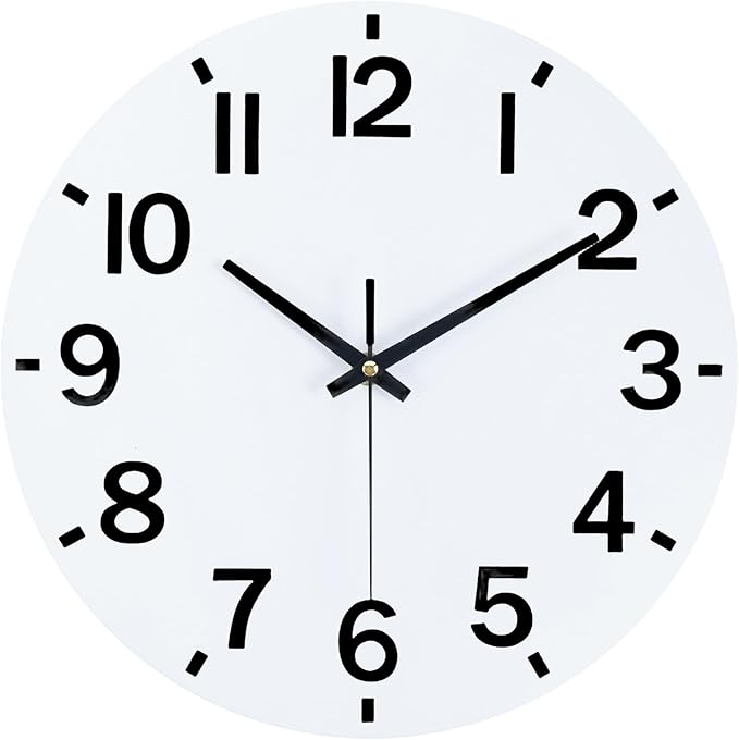 HZDHCLH Wall Clock 8 Inch Silent Non Ticking Wood Battery Operated White Wooden - Image 6
