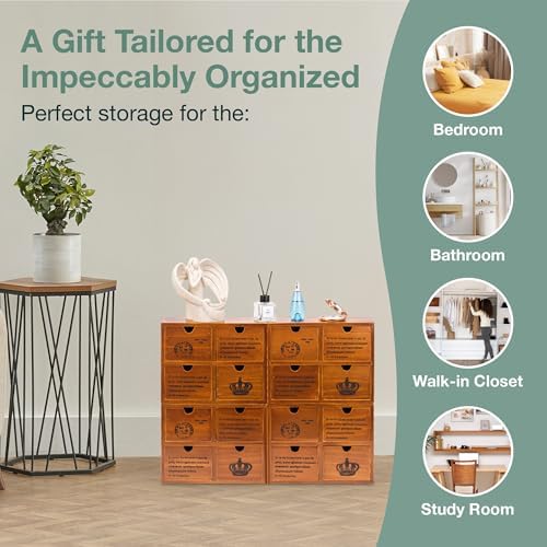 Modular Stackable Set of 4 Mahogany Brown Wood Storage Drawers - Image 7