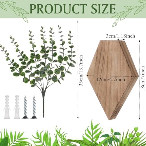 Chunful 2 Pcs Wooden Wall Planter Decor, Wooden Color, 7.1 x 4.7 x 1.2 Inches - Image 2