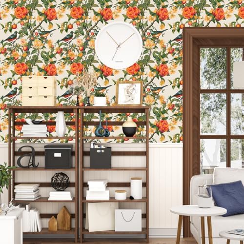 Danodoi Orange Vintage Bird and Stick Wallpaper 17.5" x 393" - Image 6