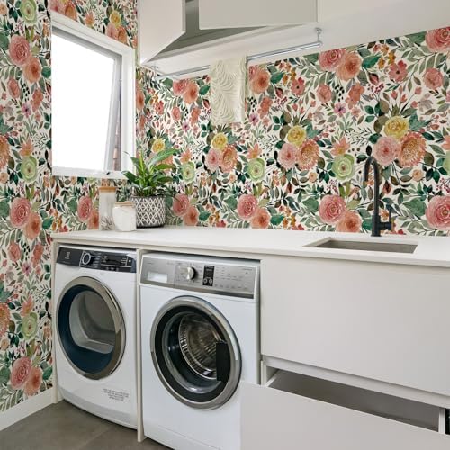 Simon&Siff Floral Peel and Stick Wallpaper Flower Contact Paper, 17.3"x400" - Image 4