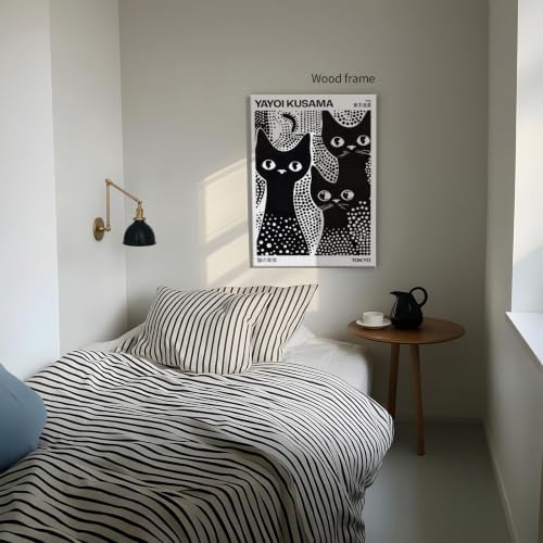 Cute Black Cat Poster Japanese Yayoi Kusama Wall Art 16X24 inch Framed Trendy - Image 4
