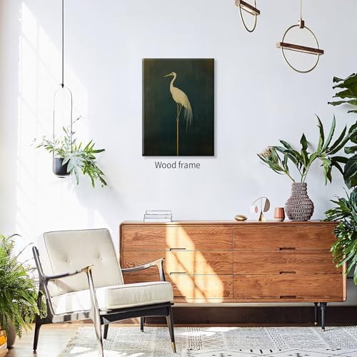 Framed Canvas Wall Art Posters Vintage Bird Prints Japanese Crane Retro Asian - Image 3