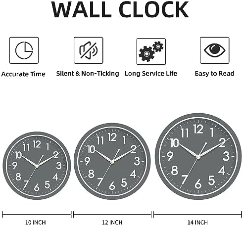 AKCISOT 10 Inch Wall Clock, Silent Battery Operated Analog Clock - Image 3