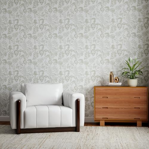 Tropical Botanical Peel and Stick Wallpaper – Green Floral Birds Removable - Image 7