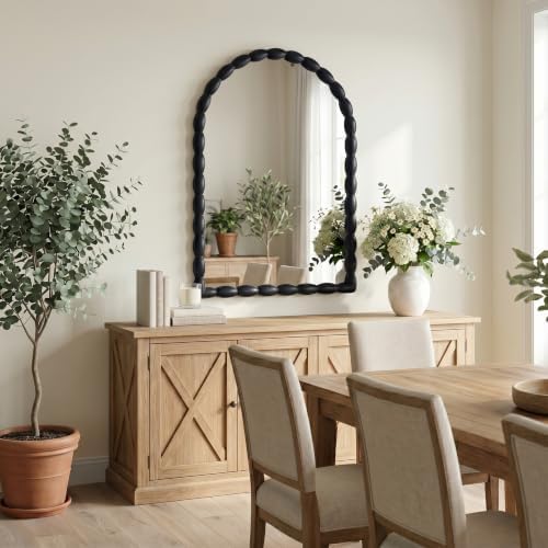 36"x24" Arched Solid Wood Farmhouse Decorative Wall Mirror - Image 6
