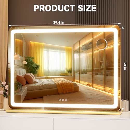 Hasipu Vanity Mirror with Lights, 39.4" x 30" LED Makeup Mirror, Lighted Makeup - Image 2