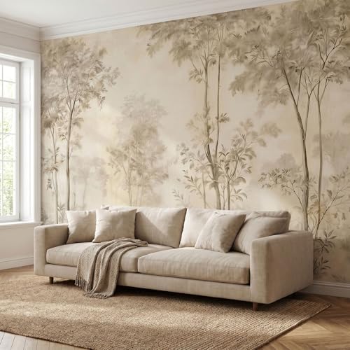 Bormia Beige Forest Peel and Stick Wallpaper Landscape Wall Murals - Image 2
