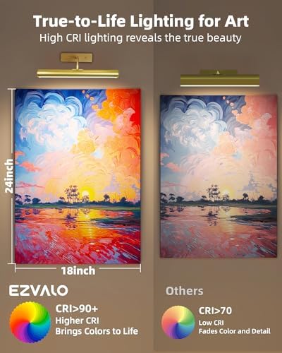 EZVALO 13inch Picture Lights for Wall, 4000mAh Rechargeable Art Lights - Image 5