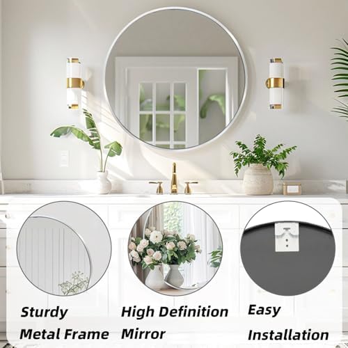 Round Silver Mirror 16 inch, Circle Mirror, Brushed Nickel - Image 2