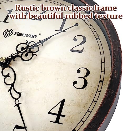 Geevon Retro Silent 12 Inch Wall Clock Non Ticking, Rustic Vintage Clock Quartz - Image 4