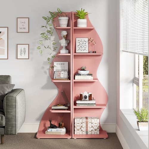Tribesigns Corner Shelf, Modern 5-Tier Wall Corner Bookshelf, Stylish Corner - Image 2
