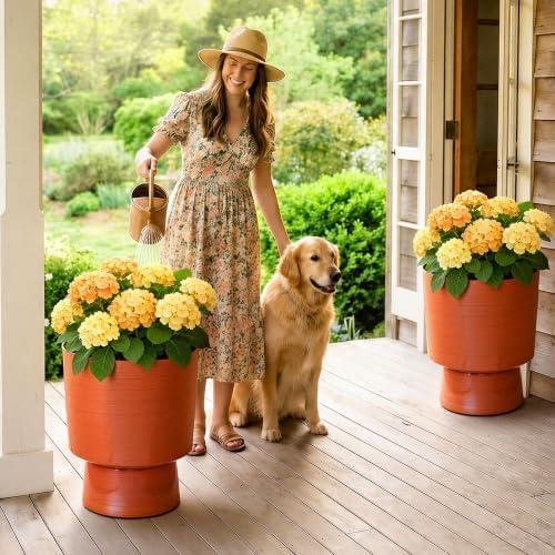 16.8" Planters for Outdoor Plants, Large Urn Flower pots S/2 - Image 3
