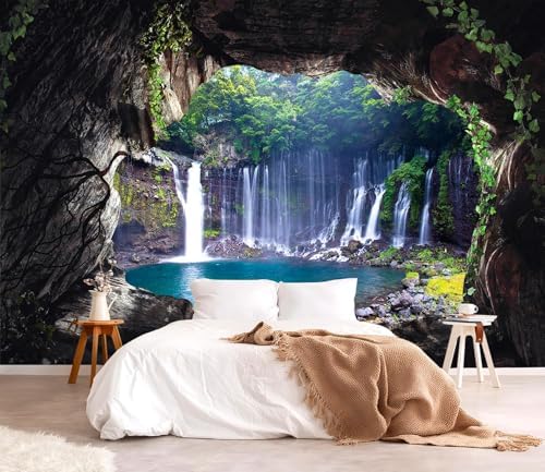 YQWDMX - 3D Cave Waterfall Peel and Stick Wallpaper Mural by YQWDMX