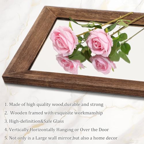 AAZZKANG Hanging Mirror Full Length Vintage Large Mirrors Wooden Framed 71"x30" - Image 3