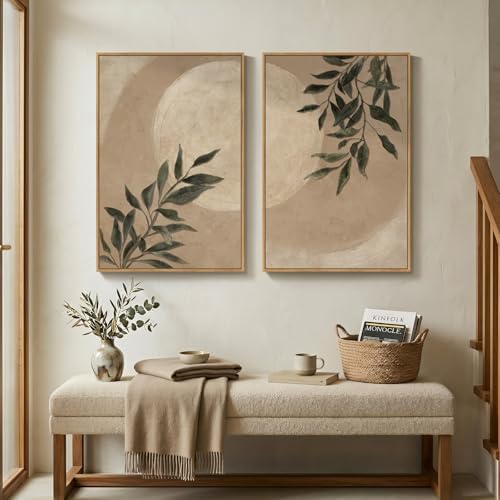 Large Framed Vintage Moon Botanical Wall Art - Image 4