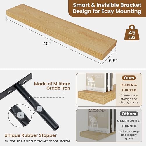 Floating Shelves for Wall, Wall Mounted Wood Shelves - Image 3