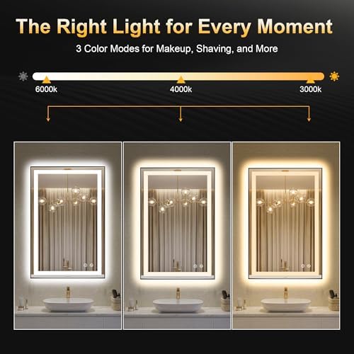 LED Bathroom Mirror with Light, 24x36 Vanity Mirror - Image 5