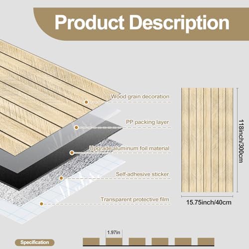 Chejiaye Peel and Stick 3D Wall Panel -15.75"x118"Soundproof Self-Adhesive Wall - Image 4