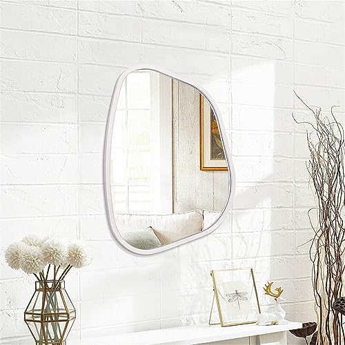 Asymmetrical Mirror Irregular Oval Wall Mirror Modern Wood Frame Unique Shape - Image 2