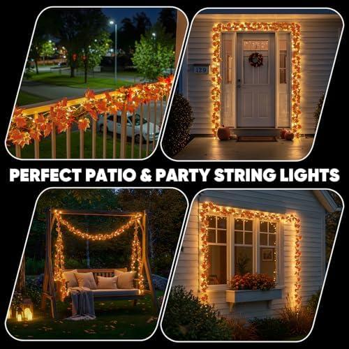 suddus 33FT 100 LED Maple Leaf String Lights Battery Operated Copper Wire - Image 5